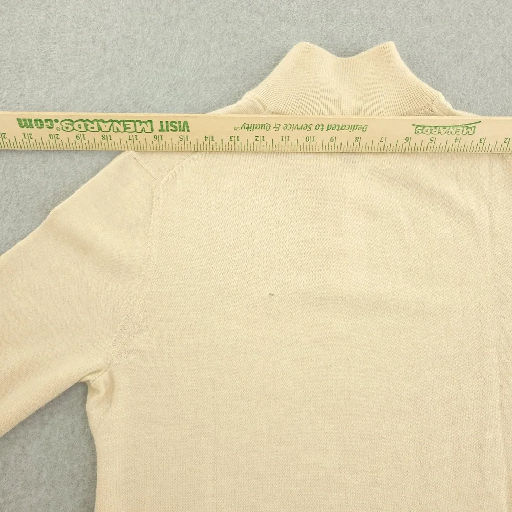 Banana Republic Sweater Mens M Beige Merino Wool 1/4 Zip Mock Neck Knit Pullover